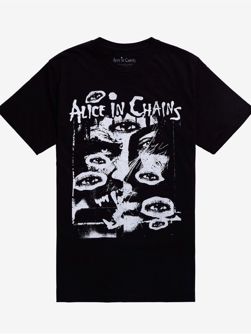 Hot Topic Black Tee with White Alice In Chains Eyes Graphic